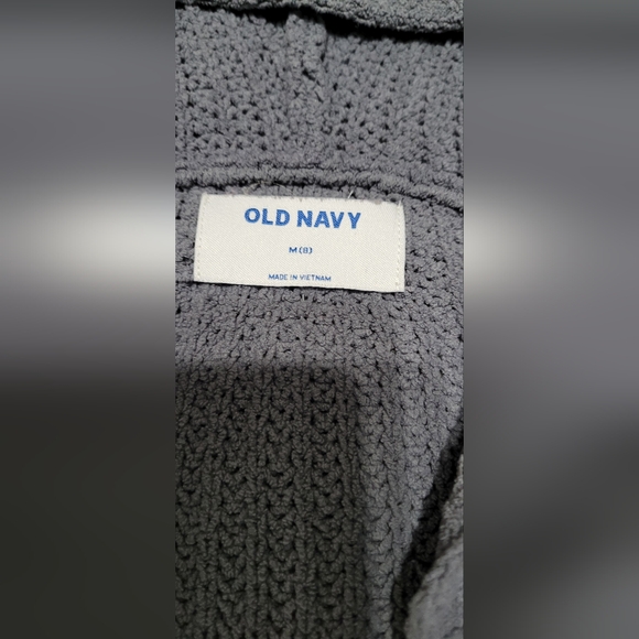 💲1️⃣ NWOT Old Navy Grey Chunky Knit Hooded Ope Cardigan Youth Kids Sz Med (8) - Picture 5 of 7